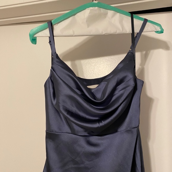 Revelry Skye Satin Maxi India Blue Dress Size 0 Petite - Picture 3 of 3